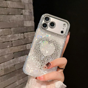 เคสโทรศัพท์มือถือลายเปลือกหอยไล่เฉดสีเพชร รุ่น Gradient Diamond Love สำหรับ iPhone 17 16 15 Pro Max ลายแมว KT น่ารัก ประดับกลิตเตอร์ กรอบกล้องการ์ตูน ฝาหลัง - Product Image 4