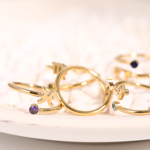 Hainon Classic <span class=keywords><strong>Ring</strong></span> Edelstahl <span class=keywords><strong>Ring</strong></span> Zirkon Birth stone Open <span class=keywords><strong>Ring</strong></span> - Product Image 3