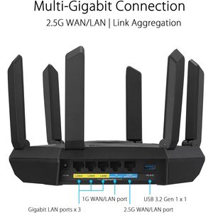 เราเตอร์ WiFi 6E รุ่น Rt-Axe7800 แบบ Tri-Band ความถี่ 6GHz ความเร็ว 2167Mbps 4 พอร์ต LAN เวอร์ชั่นอเมริกา สำหรับเล่นเกมส์ ใช้งานที่บ้าน ธุรกิจ พร้อมฟังก์ชั่นไฟร์วอลล์ QoS และ VPN - Product Image 4