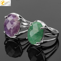 CSJA 2022 Nouveau Design Anneaux de Cristal de Guérison Naturel Labradorite Améthyste Noir Onyx Pierre Anneau Réglable G616