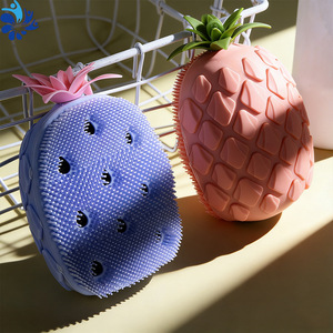 Cepillo de baño de piña, cepillo de masaje de silicona para adultos y niños con esponja, fácil de espumar, forma ovalada - Product Image 4