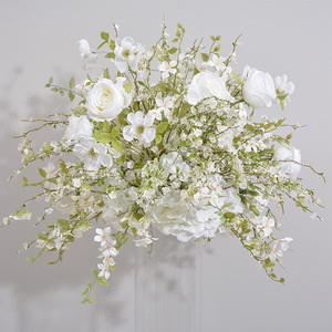 New Wedding Table Decoration Flower Wedding Stage Background Simulation Snow Willow <b>Hydrangea</b> Rose Plastic Ball <b>Artificial</b> Plant - Product Image 4