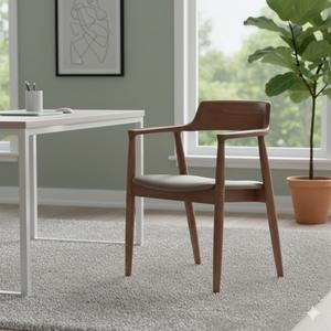 Silla Nórdica <span class=keywords><strong>de</strong></span> Madera Maciza Hiroshima Ash, Silla <span class=keywords><strong>de</strong></span> Comedor para Invitados, Restaurante, Oficina, Sala <span class=keywords><strong>de</strong></span> Reuniones, con Respaldo y Reposabrazos - Product Image 1