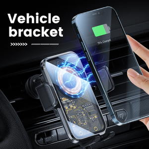 <span class=keywords><strong>Chargeur</strong></span> rapide sans fil 15W, support de véhicule à <span class=keywords><strong>induction</strong></span> intelligent rotatif à 360 degrés, support de voiture avec miroir à texture tactile - Product Image 3