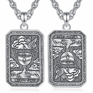 Pendentifs <span class=keywords><strong>de</strong></span> <span class=keywords><strong>Tarot</strong></span> <span class=keywords><strong>As</strong></span> <span class=keywords><strong>de</strong></span> Piques en Cuivre Plaqué Argent Noir, Amulette Spirituelle d'Amour, Bijoux Occultes Sans Nickel, Collier - Product Image 1