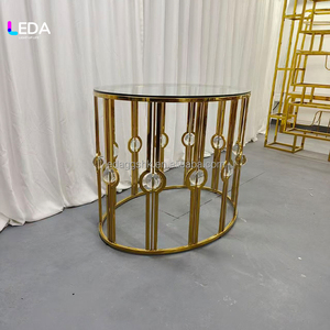 LEDA High Quality Wedding Furniture <b>Table</b> <b>Gold</b> Stainless Steel <b>Round</b> Cake <b>Table</b> Hot Sale Modern Cake <b>Table</b> For Banquet - Product Image 6