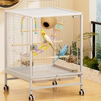 Ventes en gros de cages à oiseaux en métal solide transparentes de luxe pour l'extérieur, adaptées aux perroquets, aux canaris et aux oiseaux divers