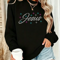 Transfert thermique personnalisé avec strass, motif chrétien en strass pour t-shirt