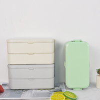 Boîte alimentaire réutilisable 800 ml en paille de blé écologique pour enfants, double compartiment avec couvercle à boucle, compatible micro-ondes et lave-vaisselle, anti-fuite, sans BPA, qualité alimentaire