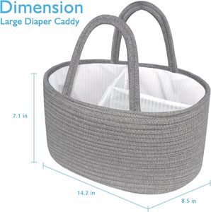 <span class=keywords><strong>Panier</strong></span> de rangement pour la crèche et organisateur de voiture pour couches et lingettes pour bébé, <span class=keywords><strong>panier</strong></span> à couches en corde de coton - Product Image 2