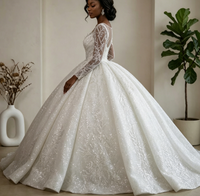 Robe de mariée de luxe en dentelle S2261Y, élégante, à manches longues, ornée de perles et de sequins, style africain, nouvelle collection 2026