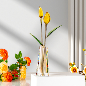 Nueva Decoración de Mesa de Flores de <span class=keywords><strong>Cristal</strong></span> de Alta Gama, Tulipán Rosa con Botella, Regalo de San Valentín, Recuerdo de Boda WDY0430 - Product Image 6