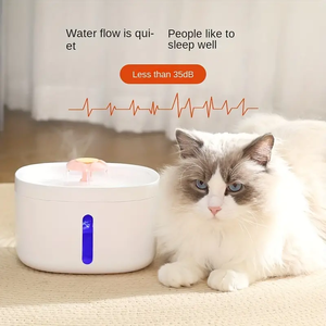 87oz/2.6L अल्ट्रा शांत बिल्ली पीने के फव्वारे के साथ फिल्टर स्वचालित पीईटी पानी के फव्वारे के साथ बिल्ली पानी के फव्वारे एलईडी प्रकाश - Product Image 3