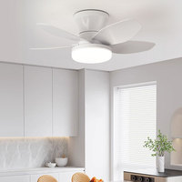 Ventilateur de plafond moderne en métal avec pales en forme de feuille pour enfants, moteur AC, 42/48 pouces, LED, pour salle de bain, télécommande, 6 vitesses, 5 pales, intensité variable