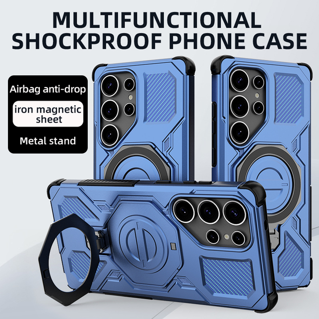 For Samsung S25 Ultra Back Cover Case, PC + TPU 360 Stand Support, Wireless Charging, S25 Plus, S25Edge, S25FE