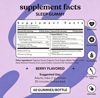 Gummies pour le sommeil avec 5 mg de mélatonine, baies d'églantier, magnésium, L-théanine, camomille et lavande, aide au sommeil nocturne sans médicaments