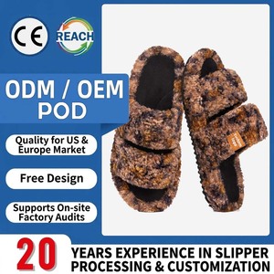 <span class=keywords><strong>Ciabatte</strong></span> da donna in pile con doppio cinturino, supporto plantare, soletta ortopedica, in tessuto bouclé, <span class=keywords><strong>per</strong></span> casa e recupero, personalizzabili con logo, all'ingrosso - Product Image 1