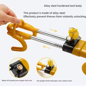 Verrouillage universel du volant 3 en 1 Prévention du vol Verrouillage du volant de <span class=keywords><strong>voiture</strong></span> Verrouillage réglable Dispositif antivol avec clé - Product Image 4