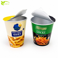 Gobelet en aluminium en gros avec couvercle thermoscellable, barrière anti-humidité, logo personnalisé, pour emballage de snacks, chips et noix