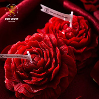 Bougies parfumées en cire de soja naturelle en forme de pivoine, vente en gros, pour décoration de table de mariage et accessoires interactifs pour couples
