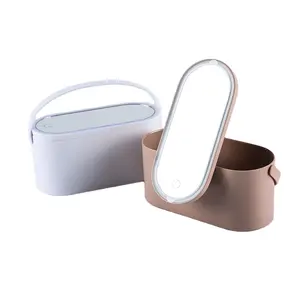 GLARY casing makeup perjalanan, sarung HP kosmetik dengan lampu led kotak makeup dengan cermin portabel