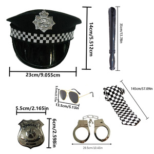 Vêtements pour hommes PESENAR, accessoires, ensemble de thème de personnage de <span class=keywords><strong>police</strong></span>, ensemble de six pièces, chapeau, bâton, menottes, badge, cravate, <span class=keywords><strong>lunettes</strong></span> - Product Image 2