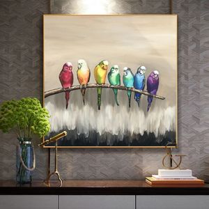 100% décoration de la maison peinte à la main perroquets colorés <span class=keywords><strong>peinture</strong></span> d'oiseaux à la main à l'<span class=keywords><strong>huile</strong></span> animale - Product Image 5
