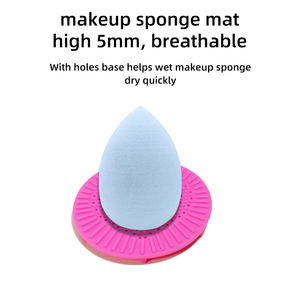 Bantalan spons Kecantikan bulat alas pembersih spons spons rias wajah silikon portabel Mini - Product Image 4