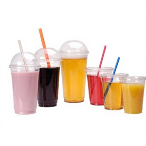 Gobelet à boisson en plastique PET PLA transparent imprimé sur mesure, forme ronde en U, jetable, pour thé à bulles ou café, avec couvercle bombé ou plat - Product Image 1