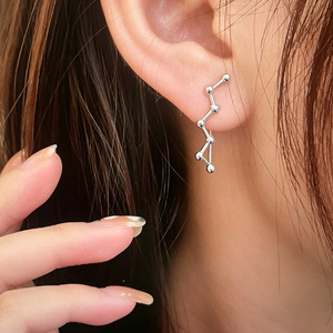 Pendientes colgantes de constelación de plata de ley S925 para mujer, diseño geométrico minimalista, pendientes colgantes finos para uso diario - Product Image 3