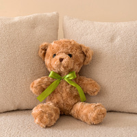 Vente directe d'usine de bonne qualité doux personnalisé en vrac tissu brun ours en peluche animaux en peluche ours jouets en peluche bande bleue