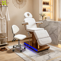 Ensemble de fauteuils de massage et de beauté haut de gamme personnalisés avec base en acier inoxydable doré, éclairage LED, revêtement en PU, réglage sur 3 niveaux