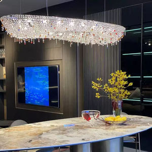 Candelabro de cristal de lujo personalizado para hoteles Nuevo diseño Colgante de forma ovalada Lámpara de luz LED Estilo de Nido de Pájaro - Product Image 5