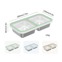 Boîte à bento divisée en acier inoxydable 304 avec couvercle en silicone, boîte à lunch portable, récipient de rangement pour collations étanche pour enfants et adultes