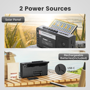 Lecteur de cassettes Boombox solaire/batterie rechargeable/lampe torche, radio portable, enregistreur de cassettes sans fil, lecteur de cassettes radio - Product Image 2