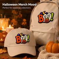Patch thermocollant personnalisé en feutre non tissé brodé chenille, motif Halloween (Fantôme, Citrouille) pour chapeaux, sacs à dos, cadeaux saisonniers, vente en gros