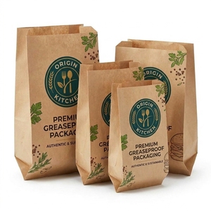 Bolsas de Papel Kraft con Logotipo Personalizado, Aptas para Alimentos, Resistentes a <span class=keywords><strong>la</strong></span> Grasa, con Fondo Puntiagudo, para Galletas, Panadería y Comida para Llevar - Product Image 1
