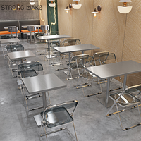 Meubles commerciaux Mesas Para en acier inoxydable Chaise pour Restaurant Booth Sièges canapé Tables et chaises pour Restaurant