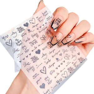 Venta al por mayor 3D láser corazón carta San Valentín <span class=keywords><strong>uñas</strong></span> pegatina decoración de <span class=keywords><strong>uñas</strong></span> negro blanco oro plata San Valentín <span class=keywords><strong>uñas</strong></span> pegatinas - Product Image 6