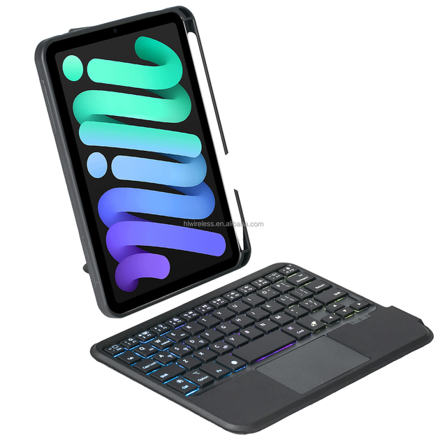 iPad Mini 6 Magnetic Detachable Touch Keyboard Case with Trackpad RGB Backlit Auto Sleep/Wake & Multiple Angles Adjustment