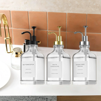 Dispenser Sabun Sirup Premium Dispenser Kopi Botol Kaca Persegi Dengan Pompa Stainless Steel Anti Karat 304 dan Label 500 ml
