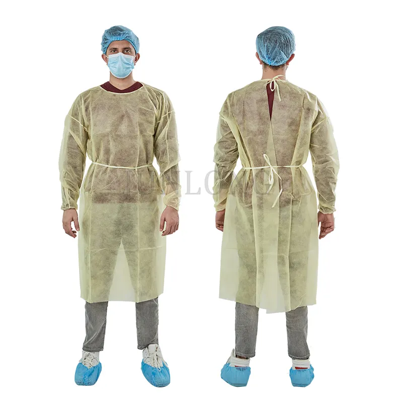 Venta de fábrica Junlong trajes desechables bata Hospital polipropileno visitante vestido