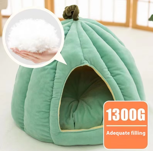 Lit thermique pour animaux de compagnie en forme de citrouille-Nid de chat écologique doublé de velours pour bébé, <span class=keywords><strong>cabane</strong></span> de couchage pour petits animaux d'hiver - Product Image 3