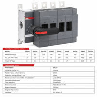 Disjoncteur-séparateur ABB série OS 32A-1250A 3P 4P 690V Protection contre les courts-circuits CE IEC En stock usine