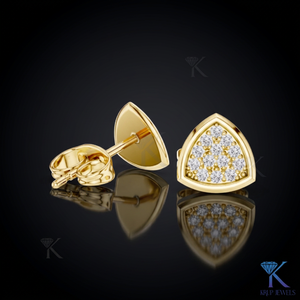 Lab Grown Diamond Geometric Shield <b>Stud</b> Earrings Pave Cluster 14K 18K Solid Gold Fine Women Jewelry Bridal Anniversary Gift - Product Image 1