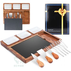 Vente en gros de grande planche et plateau à fromage Planche à découper Planche à fromage en bois d'acacia avec <span class=keywords><strong>ardoise</strong></span> <span class=keywords><strong>pour</strong></span> cadeau de pendaison de crémaillère - Product Image 1