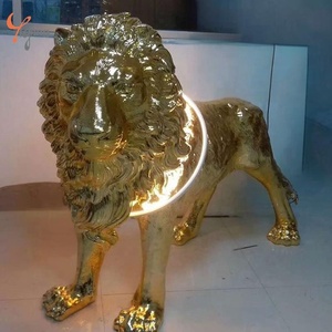 Lampada da Terra Moderna Personalizzata a Forma di Animale Statua di Leone Bianco Oro <span class=keywords><strong>Rosso</strong></span> Scultura in Resina-Fibra di Vetro per Interni ed Esterni Luci Decorative per la Casa - Product Image 4