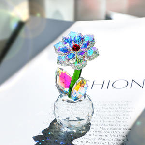 Ornement <span class=keywords><strong>de</strong></span> tournesol en cristal, artisanat créatif, petit cadeau pour un ami, décoration <span class=keywords><strong>de</strong></span> bureau à domicile, mini sculpture - Product Image 3