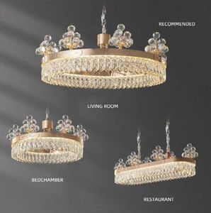 Lustre moderne doré rond de luxe en forme de boule de fleurs en cristal K9 pour la décoration de la maison et du bureau avec base E12 de forme ovale - Product Image 3