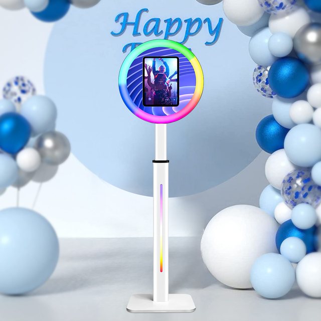 Portable iPad Photo Booth with RGB Dimmable Ring Light Magic Mirror Selfie Booth for Events & Parties